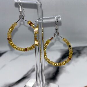 Golden Beaded Hoop Earrings